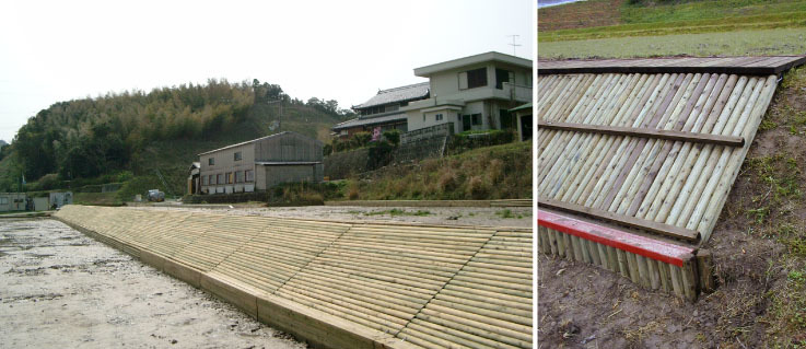 兵庫県の畦畔にO&Dウッドを設置